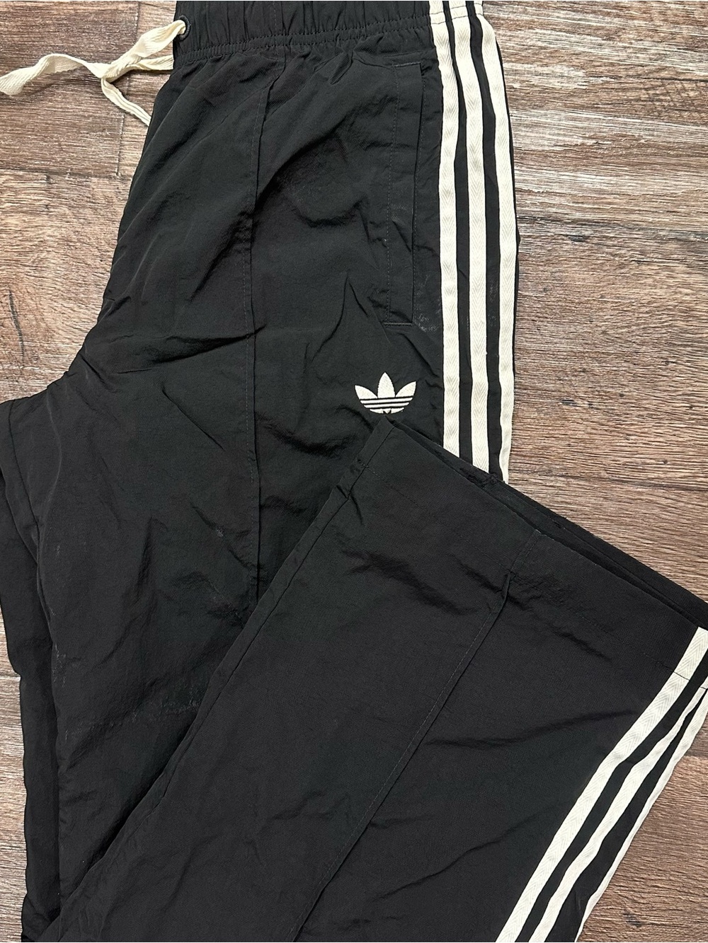 adidas Black Nylon track pants
